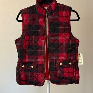 St. John's Bay Red and Black Plaid Vest